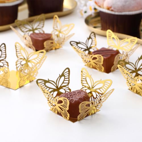 Caissettes carrées dorées de qualité supérieure pour mini truffes et chocolats de fête x50