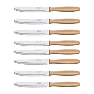Couteaux De Table Dentelés Arcos - Lot De 8 - Acier NITRUM - Crème