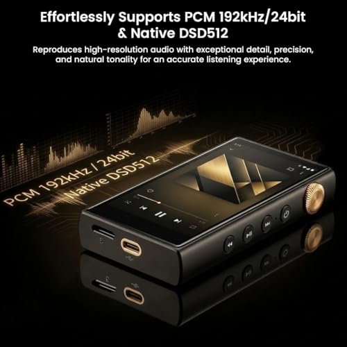 Image of AUDIOCULAR Nexus Portable Hi-Res DAP, Android Digital Audio Player, Dual ESS9018Q2M DAC, 3.5mm & 4.4mm Balanced 500mW, DSD512, Bluetooth 5.0 with LDAC, Mp3 Player (Black (32GB Memory))
