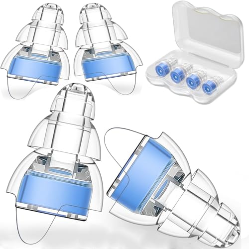 Bouchon Oreille Avion, 2 Paires Réutilisable Bouchons d'oreille Anti-pression,Préviter douleurs auditives et filtre les Bruit Génants 24dB, protection contre le bruit(Taille S&M)