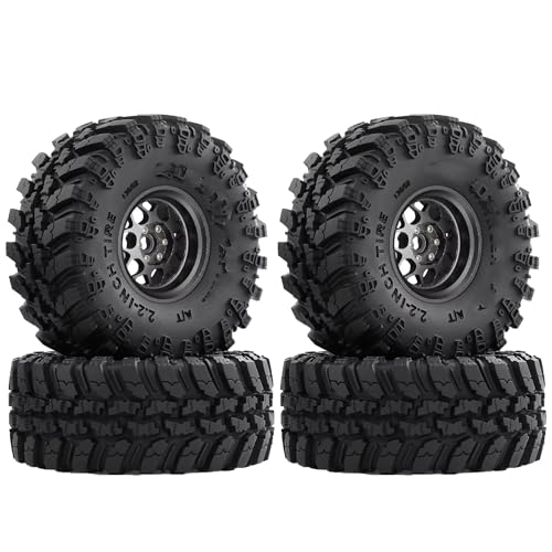 Pneus 2.2 RC avec jantes beadlock noires usinées pour Axial SCX10