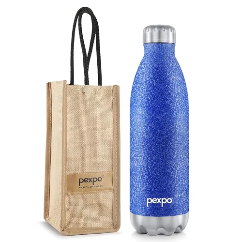 Image of Go24 pexpo Electro 1800 ISI Certified Hot & Cold Flask with Jute Bag |2 Year Warranty| Stainless Steel Water Bottle- 1750ml, Blue | Ideal for Travelling, Home, Picnic, Outing