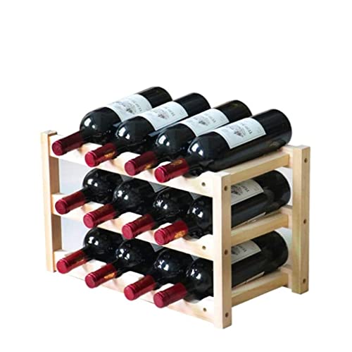 Soporte para botellas de vino de madera con 3 estantes miniatura 1