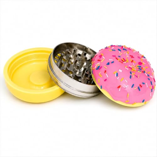 IG Manual Spice Grinder - Pink Sprinkle Donut Design Handheld Grinder with Brushed Stainless Steel for Spices Coffee Beans & Dry Seasonings