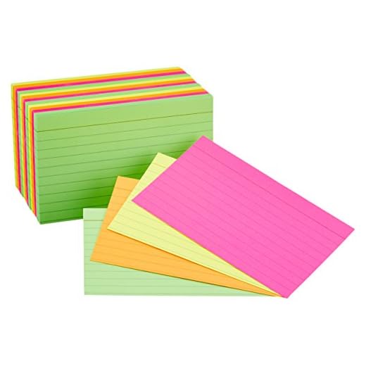 Amazon Basics Ruled Index Flash Cards, Assorted Neon Colored, 3x5 Inch, 300-Count
