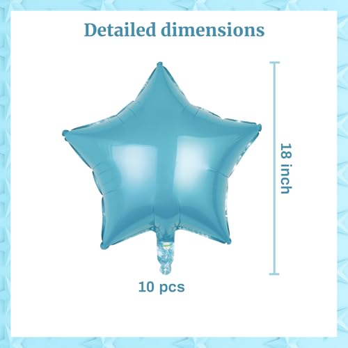 Image of MEETINGU Light Blue Star Shape Foil Balloons 18Inch Light Blue Foil Balloons 10 PCS Baby Blue Star Mylar Balloons for Wedding, Graduation, Baby Shower, Birthday Party Decorations