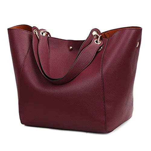 Pahajim Henkeltaschen Desigual Handtasche Damen Ledertasche Damen Shopper Damen Groß Tote Schultertaschen Kunstleder Wasserdichte Tasche Umhängetasche Geschenk Für Frauen(Fuchsie) Cover