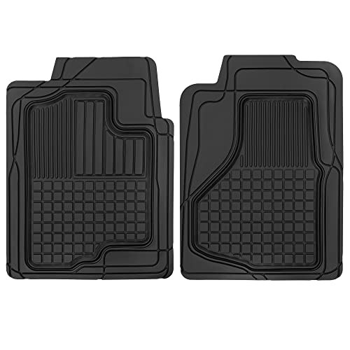 Motor Trend 2-Piece Premium All Weather Rubber Floor Mats for Cars SUVs Trucks, Heavy Duty Universal Fit Trim To Fit Protection (2 Front Floor Mats)