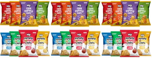 Image of BRB Popped Chips | Variety Pack - 8 Flavours | Potato & Corn Popped Chips | Not Fried. Not Baked | 60% Less Oil, No Palm Oil, Healthy Snack | 8 x (48g /51g) Combo Pack (weight may vary) (Pack of 3)