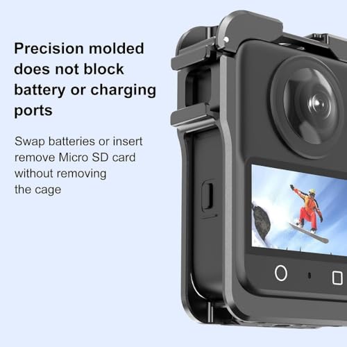 Image of Yantralay Metal Frame Camera Cage with Silicone Lens Protector Compatible with DJI Osm o Action 360 - Aluminium Protective Cage with 1 /4 inch Threaded Hole & Cold Shoe Mount, Action 360 Camera Accessories