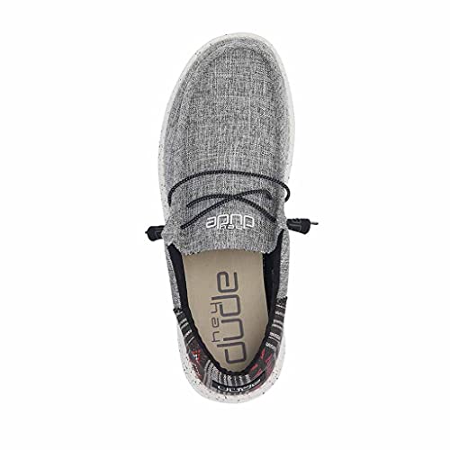 HEYDUDE Hey Dude Men's Wally Funk Black Aztec Size 10 | Men’s Shoes | Men's Lace Up Loafers | Comfortable & Light-Weight