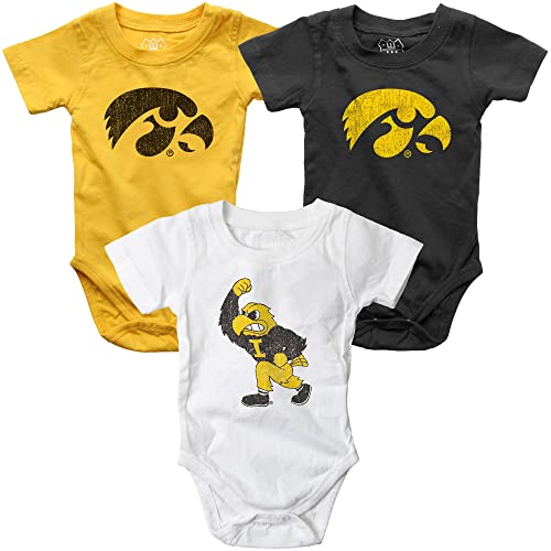 Image of Wes and Willy Baby College Team 3 Pack of Cotton Rompers
