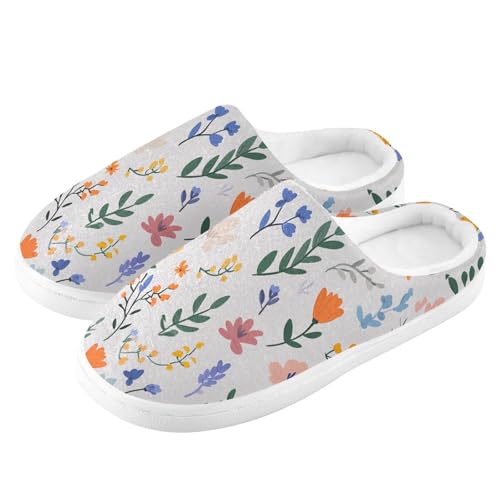 JUNZAN Spring Flowers Orchid Neutral Cotton Slippers for Men Winter Memory Foam House Shoes for Indoor Funny Presents 6-74