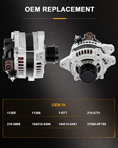 Roadfar Alternator Fit For Toyota Corolla 2009 2010 2011 2012 2013 2009 2010 Matrix 1.8L 11385 11386 11577 27060-0P150 High Output Alternator #TOP6