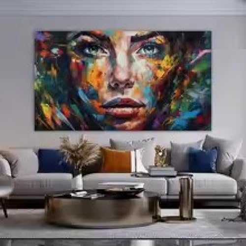 Affiche peinture visage femme chic en grand format 65x130 pour decorer un salon