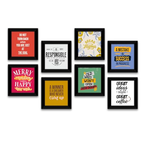 Image of PAPER PLANE DESIGN Motivational and Inspirational Quotes Wall Framed Poster, Office Decor, Wall Frames with Quotes.Set of 8 (10 x 10 Inch) (FRAMED POSTERS)