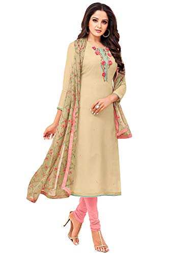 Image of AKHILAM Women's Cotton Blend Embroidered Unstitched Salwar Suit Material(29DMK50 Parent)