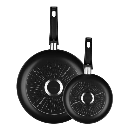 Sartenes, Kitchen Vasconia 4035803 Juego de Sartenes con Antiadherente Hechos de Aluminio, 20 y 30 cm, Negro