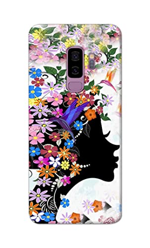 Image of Printed Hard Back Cover Case for Samsung Galaxy S9 Plus | Samsung S9+ Back Cover (Floral Hairstyle Girl) -1803