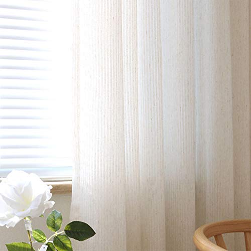 Striped Linen – Elegant SemiTransparent Pencil Pleat Tulle Curtain for Bedroom Living Room and Kitchen 200x250cm - Image 7
