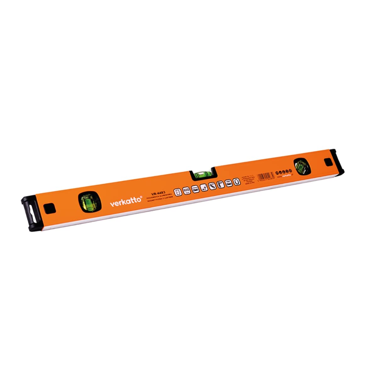 Livella a bolla magnetica in alluminio con specchio (lunga 120 cm)