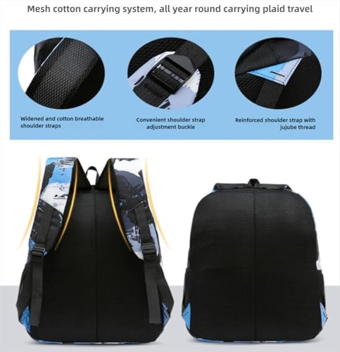 Large capacity backpack three-piece outdoor leisure backpack for male and female students (Green)2