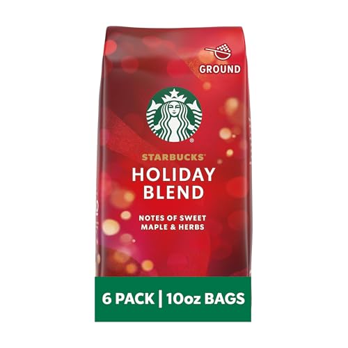 Image of Starbucks Ground Coffee, Medium Roast Coffee, Holiday Blend, 100% Arabica, Limited Holiday Edition, 6 Bags (10 Oz Each)