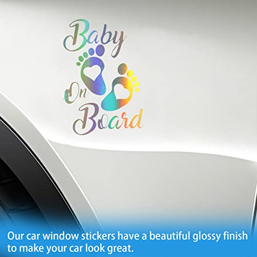 Zipelo Baby On Board Sticker, 2 Pcs Vinyl Decals For Car, Auto Body Window Bumper Decoration, Waterproof Footprint Stickers, Universal Fit For Trucks Motorcycle Wall Laptop (Multicolour) #TOP2