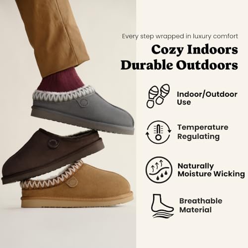 Image of Fireside by Dearfoams Men's Grafton Shearling Indoor /Outdoor Clog | Casual Slippers