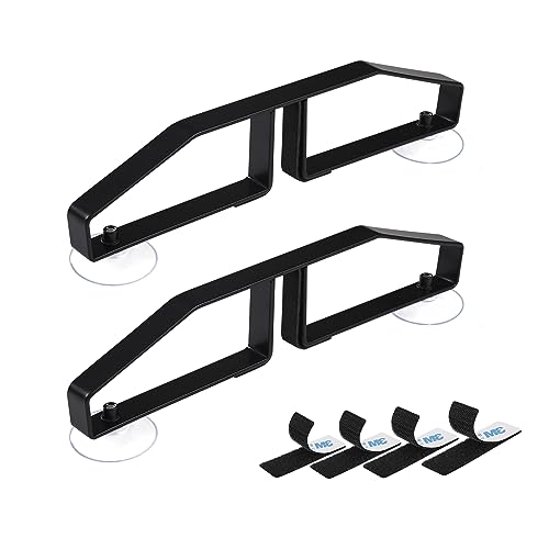 Black Metal Support Feet(Reinforced Version) for Freestanding Pet Gate, Heavy Duty Support Feet with Suction Cup +Velcro Strips Set of 2 for Foldable Pet Gate, Safety Fence Feet for Dog Gate