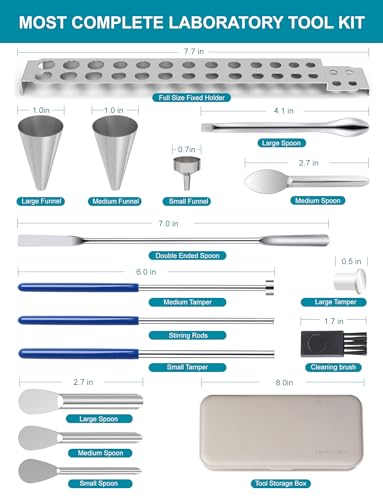 Image of 16Pcs Filling Tools Kit - Short Stem Funnels Home & Lab Supplies with Empty Tray and Spoon Scoops Spatula Tamper Quickly Maker All Size # 000 00 0 1 2 3 4 5 Funnel (16Pcs