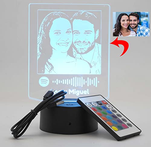 Oh! My Neon Lampara con Tu Foto 3D Personalizada Led 16 Colores Creativa Usb Regalos Ideales Spotify para Románticas Boda Cumpleaños Felicidades (Rectángulo) Cover