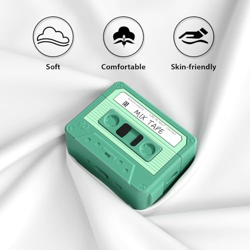 Image of AirPods Pro 3 Case Cover, KOREDA Funny Cassette Tape Design Case for Airpods Pro 3rd Generation 2025, Cute Cartoon Fashion Silicone Protective Case for Women Men (Green)