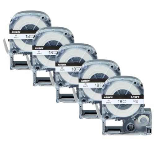 5PK 12mm �}���`�J���[ ���x�� �e�[�v SR230C LW-300 LW-700 �̃v�����^���Օi�ƌ݊�������(Black on White)