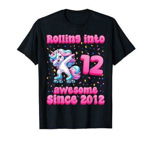 Roller Skating Girl Birthday Kids 12th Birthday Party tee Camiseta