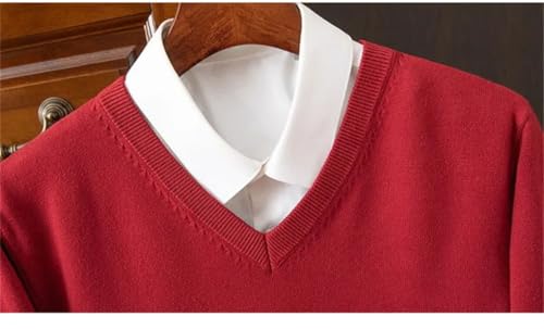 Men's Winter Wool Blend Sweater V-Neck Thickened Knitted Tops Bottoming Business Casual Jumper4