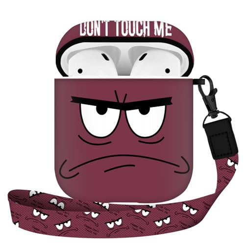 Image of for Airpods Case,Don't Touch Me Cool Cover with Lanyard Big Eyes Cute Cartoon for Airpods 2nd Generation Case,Soft Shockproof Cover for Women Men-Claret