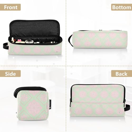Bolsa de viaje para herramientas de cabello para mujeres con tapete resistente al calor y cierre con cremallera, impermeable para plancha rizadora, plancha y secadora de cabello en diseño floral rosa y verde miniatura 5
