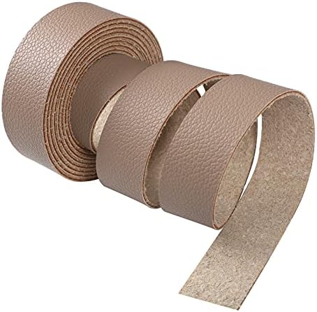 CDY Lychee Pattern Khaki Leather Strap 90 Inches Long 1 Inch Wide, Leather Belt Strips Very Suitable for DIY Craft Projects, Pet Collars, Traction Ropes,Belts, Keychains, Leather Watch Straps (Khaki)
