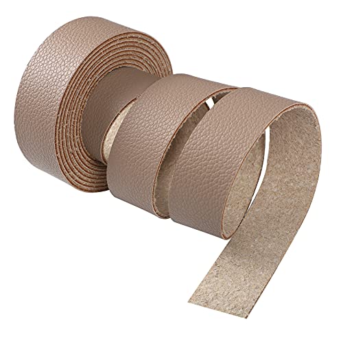 Cdy Lychee Pattern Khaki Leather Strap 90 Inches Long 1 Inch Wide, Leather Belt Strips Very Suitable For Diy Craft Projects, Pet Collars, Traction Ropes,Belts, Keychains, Leather Watch Straps (Khaki) #TOP2