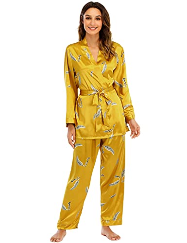 Escalier Silk Satin Pajamas Set 3 Pcs Floral Nightwear