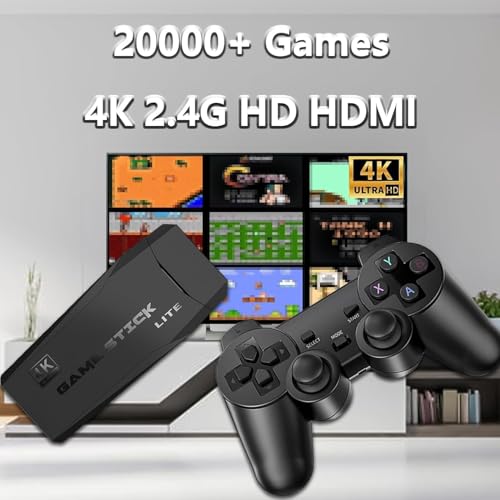 Image of HDMI 4K Wireless TV Game Console Stick 4K，Retro Game Stick with Built-in 9+ Emulators, 20,000+ Games, 4k Hdmi Output & 2.4GHz Wireless Controller, Retro... (Limited Edition)