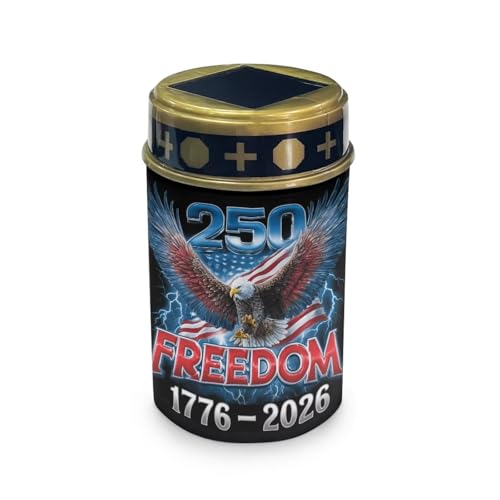 Image of Poceacles Eagle American Flag 1776-2026 Print Solar Lights Outdoor Waterproof Cemetery Solar Outdoor Candle Grave Decoration Votive Candles Blessed Lights for 250th Independence Day Decor