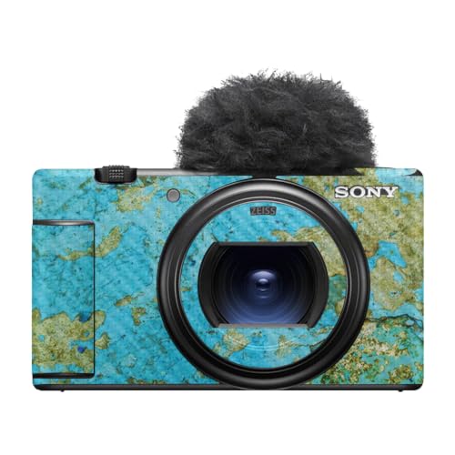 Image of Carbon Fiber Camera Skin Compatible with Sony ZV-1 Mark II (2023) - Teal Marble - Premium 3M Vinyl Protective Wrap Decal Cover - Easy to Apply | Crafted in the USA by MightySkins