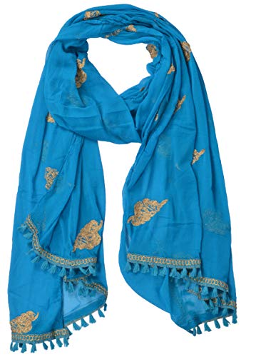 Image of YOUTHQUAKE Golden Patti Embroidered Work Chiffon Dupatta for Womens & Girls with Jaalar Lace