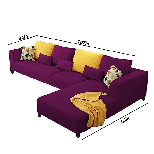 Image of Galib RHS 6 Seater L Shape Sofa Set for Living Room (Purple) Premium Fabric