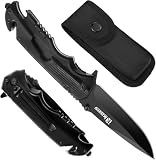 IKORES Multitool-Klappmesser, 22cm Einhandmesser mit Nylonscheide und...