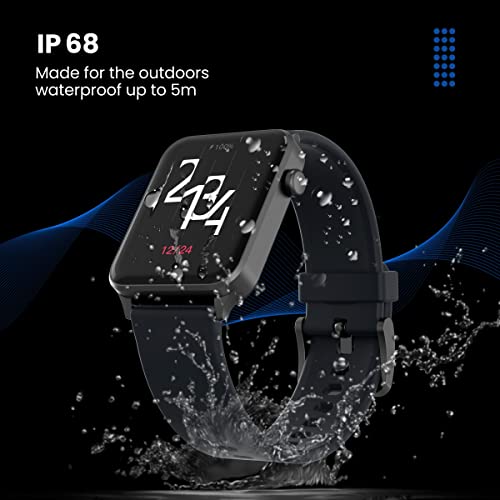 Image of Portronics Kronos Gamma Bluetooth Calling Smart Watch, 1.69inch HD Display, Dial Pad, SpO2, BP & HR Monitoring, Multiple Sports Mode, IP68 Water Resistant, Android /iOS Compatibility(Black)
