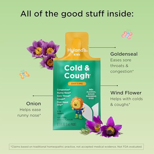 Image of Hyland's Kids Cold & Cough Syrup Daytime, 12 Pre-Measured Packets (Grape)