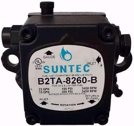 Two-Stage High Capacity Oil Pump B2TA-8260 Fits Suntec RH-RH 23 GPH 3450 RPM